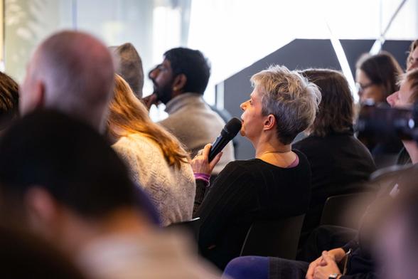 woman asking question.