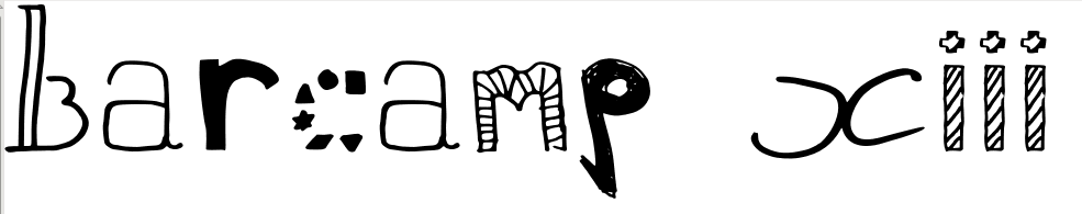 screenshot of "barcamp xiii" written in a funky font