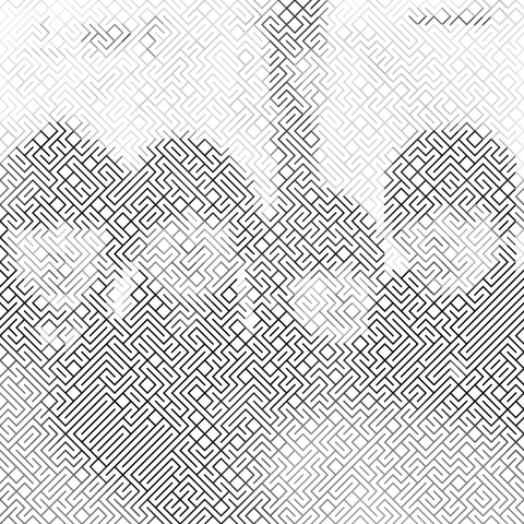 beatles for sale album cover as black and white maze tiles