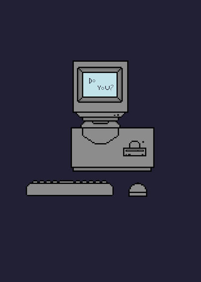 A 2000s computer that says "Do You?" on the monitor.