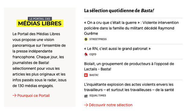 Sélection du lundi 25 novembre du Portail des médias libres
