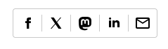 Screenshot van de social media share buttons. Een #Mastodon button is aanwezig.