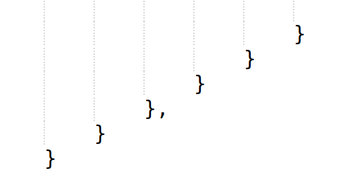 a series of right brackets. exactly one ends with a comma