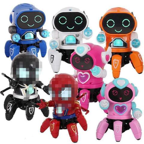 a selection of various mechanical warrior chinafakes (resembling robot octopi) including Spider-Man variants. the faces of the Spider-Man versions are blurred out.