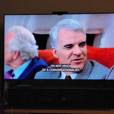 Screenshot of the movie "Planes, Trains, and Automobiles" where actor Steve Martin is saying, "I'm not much of a conversationalist."