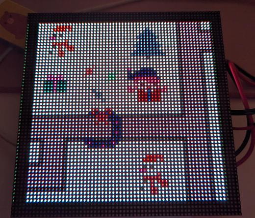 Xmas image with elves on a led matrix