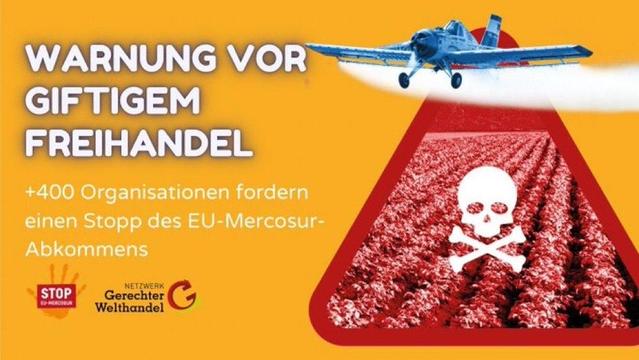 ⛔ STOP EU-MERCOSUR 🌍🔥 
📢 Alert #ToxicTrade ☠️☣️
🚜🧑‍🌾 +400 organisations from EU and Latin American countries urge political decision makers to #StopEUMercosur ‼️
➡️ https://europeantradejustice.org/toxic-trade-alert-400-organisations-urge-political-decision-makers-to-drop-eu-mercosur-deal
👉 EN/ES/FR/PT/DE/NL: https://europeantradejustice.org/eu-mercosur-nov2024
 
#StopEUMercosur #StopUEMercosur #StopUEMercosul #StopAgrotoxics 
#NewTradeFrameworkNOW #UNDROP #FoodSovereigntyNOW #HumanRights  
