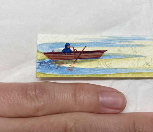 Detail of the traveller and the boat. 