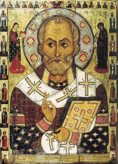 Russian icon of St Nicholas painted in 1294 for the Lipno Church in Novgorod. Source: Wikimedia Commonsꜛ (license: public domain).