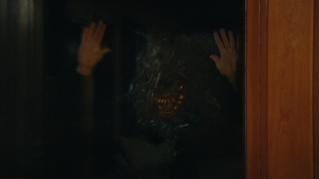 Screenshot from episode 3 of "The Creep Tapes," showing our serial-killer antihero of the series in full "wolf mode" (that is, right after he puts on his terrifying wolf mask in each episode and movie, we know he's about to kill soon after).