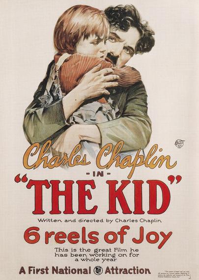 Four posters for the 1921 silent dramedy “The Kid” starring Charlie Chaplin and Jackie Coogan from The USA, France, Argentina and Spain. 