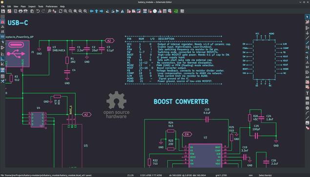 schematics of battery management module for Pilet mini-computer