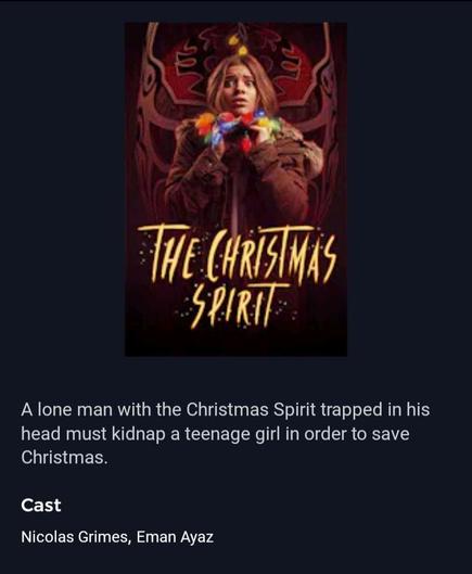 The poster and synopsis for the festive horror film THE CHRISTMAS SPIRIT