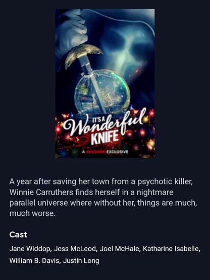 The poster and synopsis for the festive horror film IT'S A WONDERFUL KNIFE