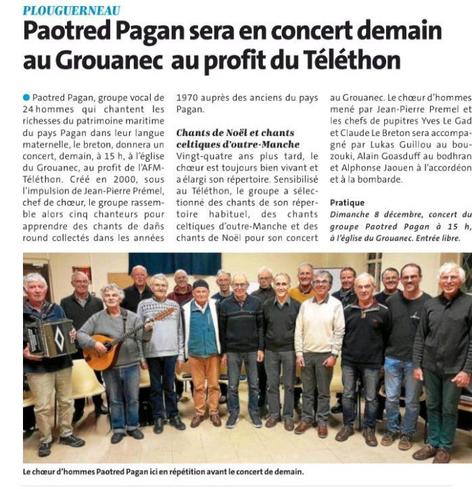 L'article paru dans Le Télégramme aujourd'hui avec la photo du groupe Paotred Pagan