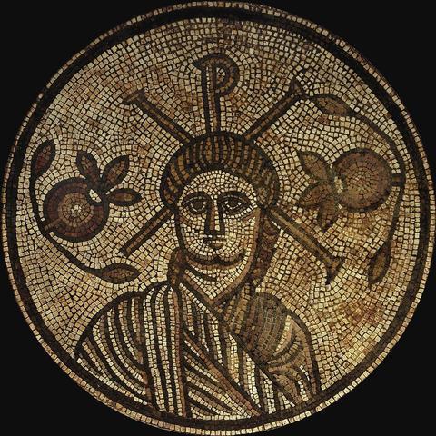 Depiction of Christ from Hinton St Mary, 4th century, British Museum. Source: Wikimedia Commonsꜛ (license: public domain).