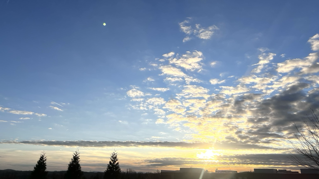 A low sunset across the sky. 