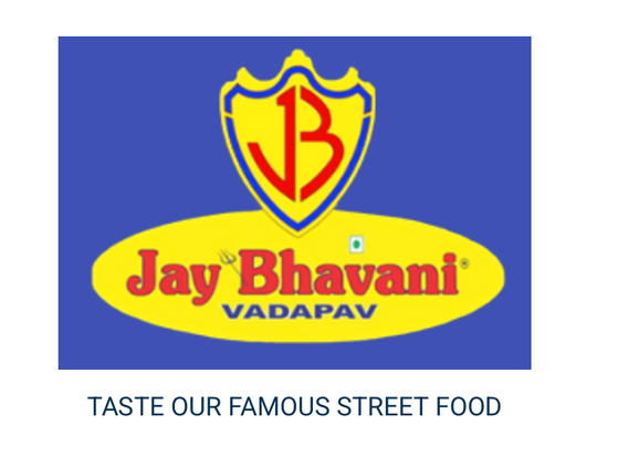 The logo of a restaurant chain called Jay Bhavani uses the stylized letters J and B on a shield.