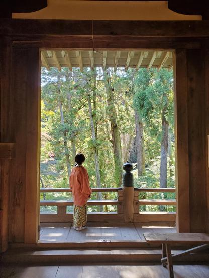 Looking out from the main hall of Ishiyama-dera (which is built on stilts on the steep mountain slope).