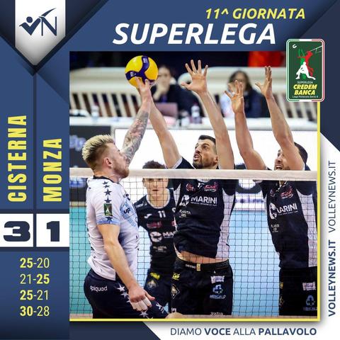 Cisterna 3 - Monza 1. Zaytsev viene murato dal granitico Diamantini.