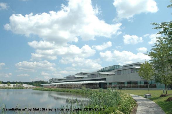 An image of the Howard Hughes Medical Institute's Janelia Campus near Ashburn, Virginia. "JaneliaFarm" by Matt Staley is licensed under CC BY-SA 3.0.