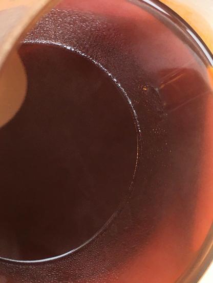 Detail of the coffee in the glass jug. You can, I think, see a bit of white mist on the surface of the coffee. You will probably find it easier to see on your own cup of steaming hot coffee or tea