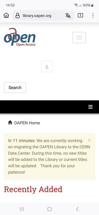 In 11 minutes: We are currently working on migrating the OAPEN Library to the CERN Data Center. During this time, no new titles will be added to the Library or current titles will be updated. Thank you for your patience!