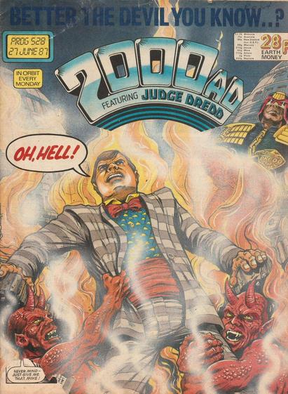 The front cover of 2000AD Prog 528 for 27 June 1987, featuring cover art by Robin Smith of a scene from the Judge Dredd story Reasons to be Fearful.