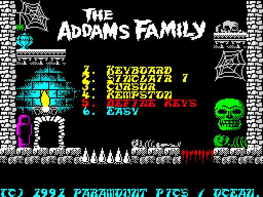 Modified screenshot of The Addams Family on the ZX Spectrum