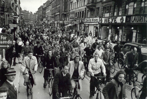 Radfahrer im Pulk, ca. 1924 in Dänemark
