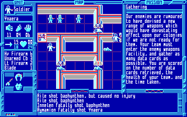 Star Cadre: Combat Class; Gathering mission in Hard mode. Two soldiers have just been fatally shot, leaving a Medic and an Auxilliary to try to complete the mission without heavy firepower.