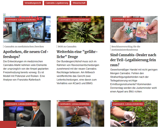 Screenshot Dezember 2024
Legal Tribune Online zu Cannabisthemen
Legal Tribune Online
Juristisches Onlinemagazin
Sprachen	Deutsch
Sitz	Hürth
Betreiber	Wolters Kluwer Deutschland
Online	seit 26. Apr. 2010
https://www.lto.de/
Legal Tribune Online (LTO) ist ein journalistisch gestaltetes Onlinemagazin zu rechtlichen Themen, das der Verlag Wolters Kluwer Deutschland herausgibt.