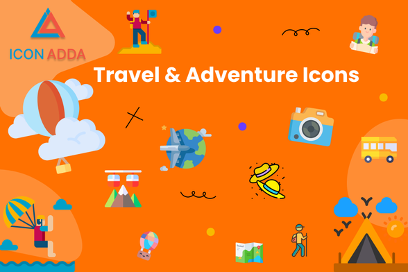 Adventure and travel stimulate the imagination, uplift the spirit, and lead to limitless opportunities. We at IconAdda use our unique selection of adventure and travel icons to make that inspiration a reality. Whether you’re creating a presentation, improving your website, or building a travel blog, these icons may give your projects the ideal dash of adventure.

Why Use Icons for Adventure and Travel?
Icons are now an essential component of contemporary digital communication. They’re:
Eye-catching: Capture attention with little work.
Universal: Be able to communicate with tourists from all around the world.
They are versatile and may be used for social media, websites, applications, and brochures.
Beyond just being decorative, travel and adventure icons convey a tale of exploration, thrills, and revelation