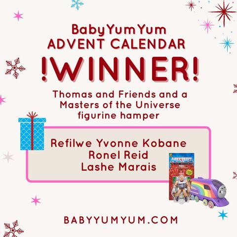 🎉 DAY 7 WINNER ALERT! 🎉 A huge congratulations to our three lucky winners of the Thomas and Friends & Masters of the Universe figurine hampers! 🚂⚔️🎁 Get ready for epic adventures and fun with these iconic characters this festive season!  Want to win on other days? Keep an eye on our socials each day or click the link 👉https://zurl.co/ecPB0   #BabyYumYum #BYY #AdventCalendarWinner #ThomasAndFriends #MastersofTheUniverse #FigurineHamper #Day7 #FestiveSeason #Giveaway