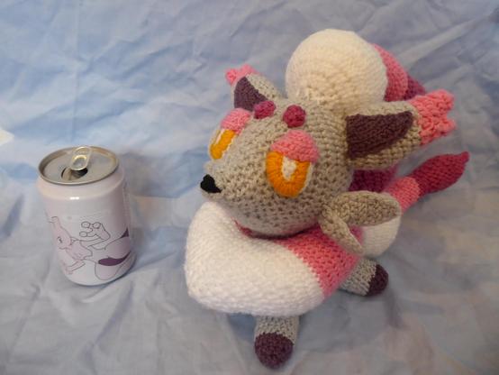 An amigurumi plush of the Hisuian form of the Pokémon Zorua.