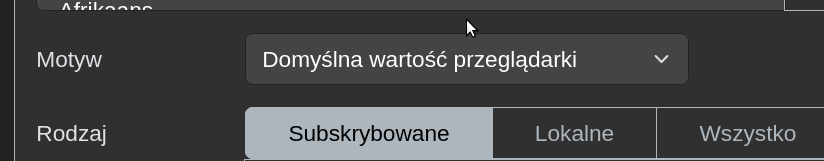Preferencje szmer.info motyw jest ustawiony na domyślny przeglądarki… a mimo to ciemny. :>