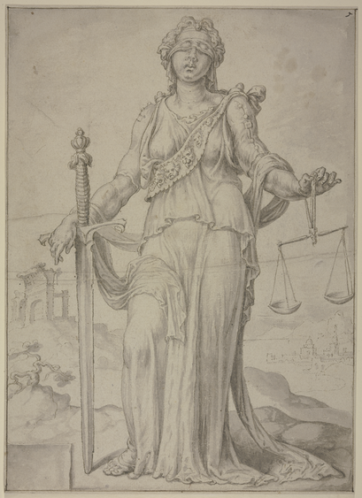 Justitia Zeichnung
Bedeutungen:

[1] Mythologie: römische Göttin der Gerechtigkeit
[2] Personifikation der Gerechtigkeit; meist mit Augenbinde, Waagschale und Schwert dargestellt
Herkunft:

von lateinisch iustitia → la „Gerechtigkeit“