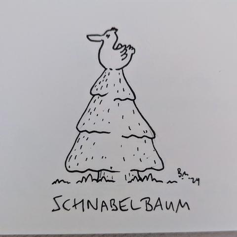 Ente auf Nadelbaum: Schnabelbaum