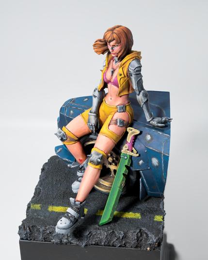 PAXU24 Arcadian Brush - Advanced Diorama Winner: A cyberpunk heroine in repose