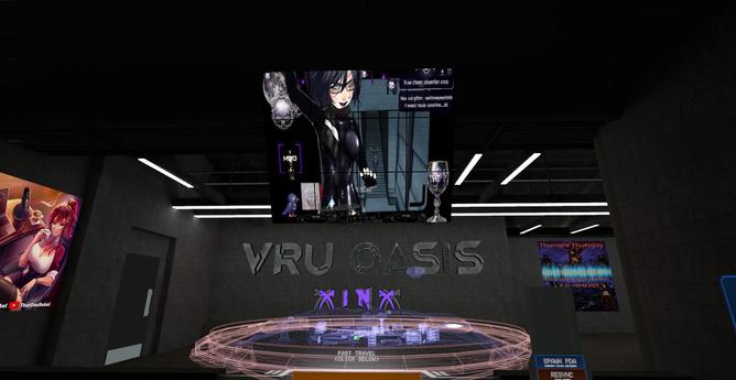 Goth VTuber DJ inside Club Xinx in VRChat