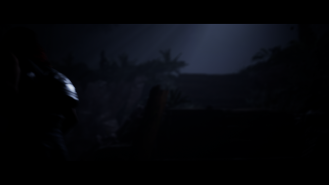 Screenshot des Videospiel The Quarry auf dem irgendwas schreckliches durchs Bild huscht.