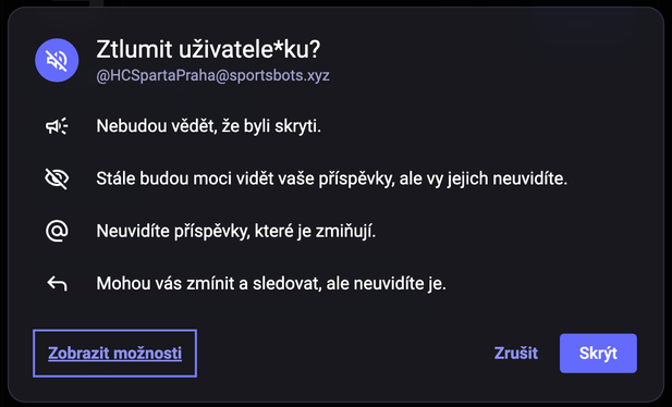 , v následujícím dialogu potvrďte skrýt…