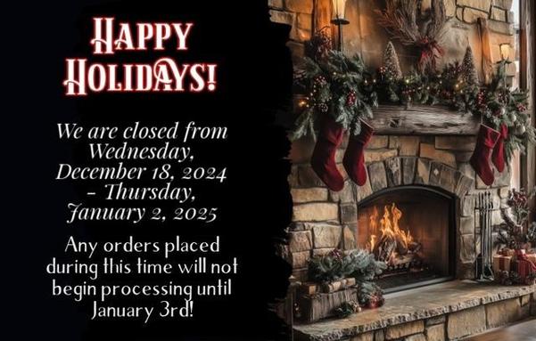 Happy holidays! We are closed from Wednesday, December 18th, 2024, through Thursday, January 2nd, 2025. Any orders placed during this time will not begin processing until January 3rd! Presented by Inked Goddess Creations.