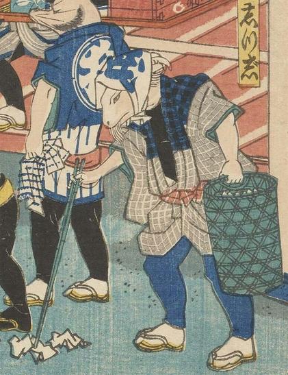 Woodblock print of animals mimicking humans undertaking a big end of year cleaning.

Image thanks🙇‍♂️-https://otakinen-museum.note.jp