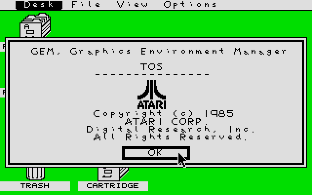 Modified screenshot of GEM Desktop on the Atari ST