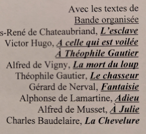 liste des textes utilisés et leurs auteurs