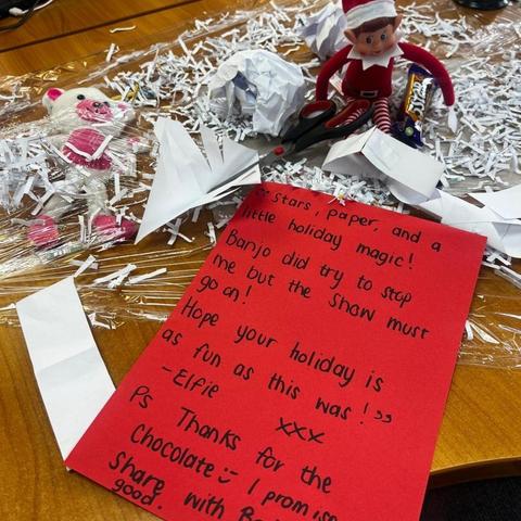 🎄🎉 DAY 8 of Banjo and Elfie’s festive antics! 🎉🎄 Elfie took things to a whole new level by cling-wrapping Banjo and shredding Miles' papers! 😂📄 These two are definitely bringing the holiday chaos in full swing!  Stay tuned for more mischievous moments! 🎅  #BanjoAndElfie #BabyYumYum #BYY #ElfOnAShelf #OfficeShenanigans #HolidayFun #FestiveVibes
