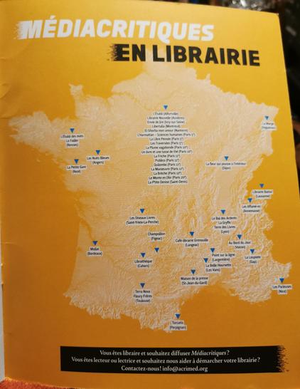 Carte des librairies françaises qui proposent Médiacritiques