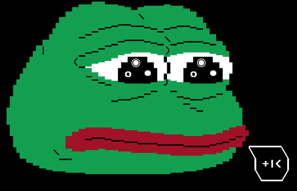 UTF-8 ANSI art depicting Pepe the frog with a melancholy expression
