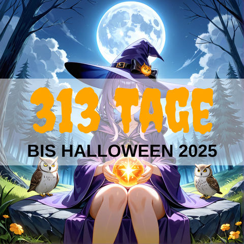 Image created using AI technology provided by Fooocus v2.5.5 (https://github.com/lllyasviel/Fooocus).
Front text: "313 Tage bis Halloween 2025"